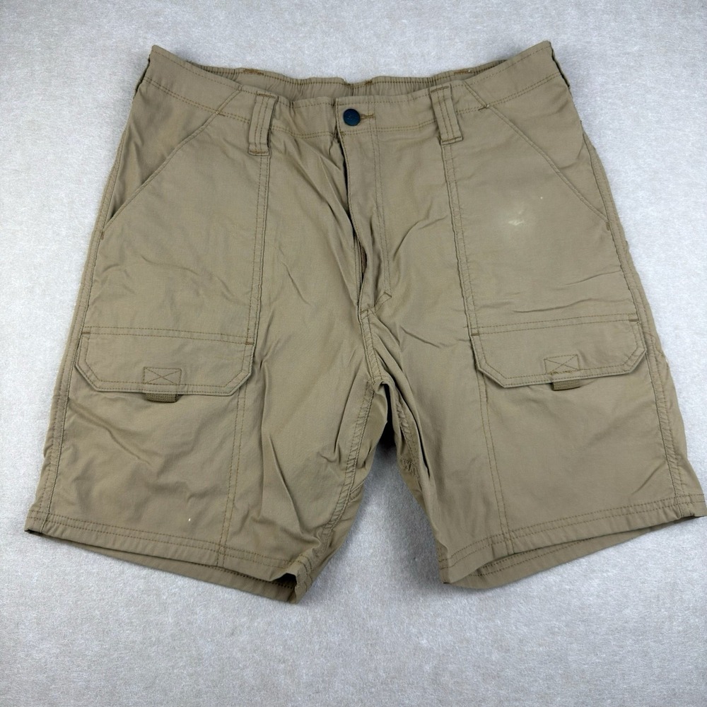 Wrangler Outdoor Shorts Men's 34 Brown Khaki Relaxed Fit Mid Rise Cargo‎ Nylon